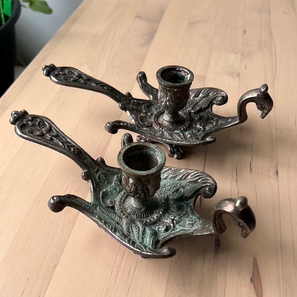 VINTAGE BRASS PEACOCK BIRD CANDLE HOLDER